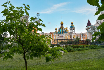 Orthodox church on a summer evening on Obolon in Kyiv