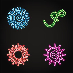 Neon virus icons collection in line style