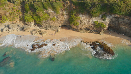 Fototapeta premium Pantai Tegal Wangi Beach, island of Bali. Indonesia. Aerial view.