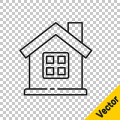 Black line House icon isolated on transparent background. Home symbol.  Vector Illustration