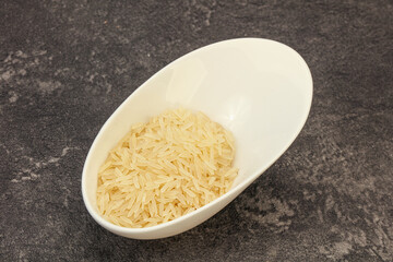 Raw basmati rice in the bowl