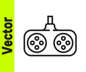 Black line Gamepad icon isolated on white background. Game controller.  Vector Illustration
