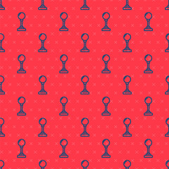Blue line Joystick for arcade machine icon isolated seamless pattern on red background. Joystick gamepad.  Vector Illustration