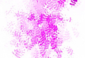 Fototapeta na wymiar Light Purple, Pink vector doodle pattern with leaves.