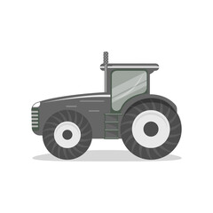 Black heavy tractor icon on white background isolated agriculture vector illustration