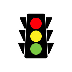Traffic Light Flat Design Transportation Control Red Yellow And Green Vector Illustration
