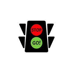Traffic Light Flat Design Transportation Control Green And Red Stop Go Text Illustration Vector