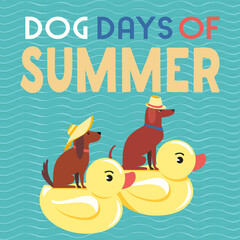 Dog days of summer comic cartoon vector poster
