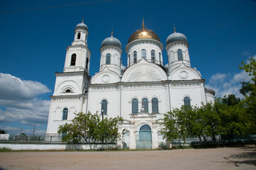 Fototapeta premium beautiful white church on a white sky background