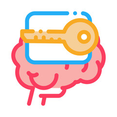 key for brain icon vector. key for brain sign. color symbol illustration