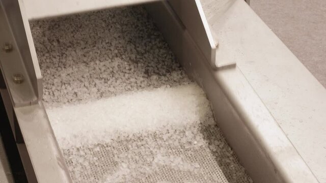 Plastic pellets in pelletizer which recycles plastic waste