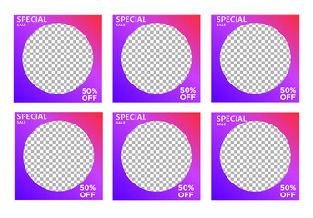 SOCIAL MEDIA BANNER TEMPLATE SALES SET. GRADIENT COLOR. COVER DESIGN VECTOR ILLUSTRATION