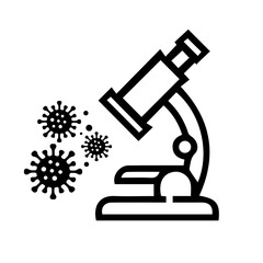 Microscope corona virus research vector icon illustration sign