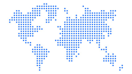 Obraz na płótnie Canvas Dotted blue world map.