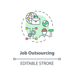 Job outsourcing concept icon. Freelance position. Delegate work to foreign employee. Remote job idea thin line illustration. Vector isolated outline RGB color drawing. Editable stroke