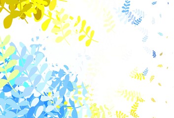 Light Blue, Yellow vector elegant template with leaves.