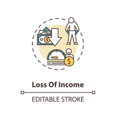 Loss of income concept icon. Reduction in budget. Financial decline. Economic crisis. Unemployment idea thin line illustration. Vector isolated outline RGB color drawing. Editable stroke
