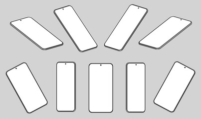 Cell phone on transparent background, device mockup cellphone