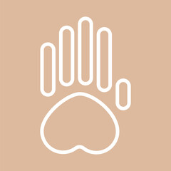 Obraz premium Linear icon of a hand, hand stop symbol, gesture of a human hand. Vector illustration.