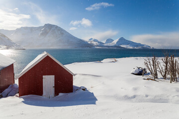Snowy weather in the Arctic Circle