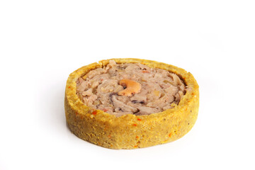 Nutrition concept -Healthy small quiche over white background. Healthy food, Diet, Detox, Clean Eating or Vegetarian concept.