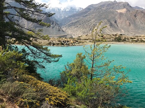 Dhumba Lake in mountains, Lower Mustang, Nepal

