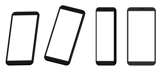 Realistic cell phone mockups, vector phone mockups different angles