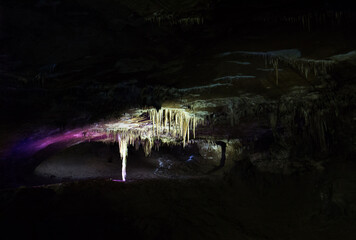 Stalactites and stalagmite at Prometheus Cave, Georgia