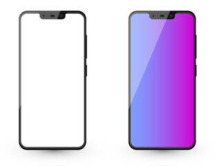 Realistic smartphone mockup collection, vector mobile device concept