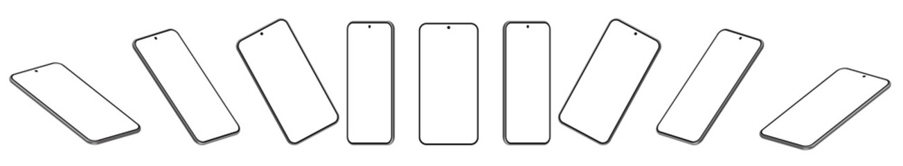 Realistic smartphone mockup collection, vector mobile device concept