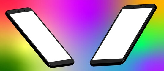 Realistic smartphone mockup collection, vector mobile device concept