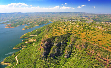 Durban, Kwa-Zulu Natal / South Africa - 10/15/2018: Aerial photo of Inanda Dam