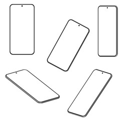 Smartphone perspective view, vector smartphone from different angles