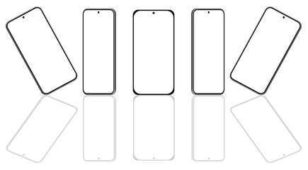 Smartphone perspective view, vector smartphone from different angles