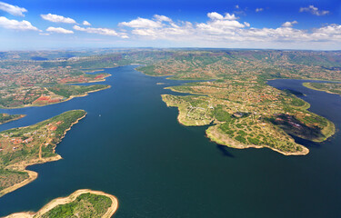 Durban, Kwa-Zulu Natal / South Africa - 10/15/2018: Aerial photo of Inanda Dam