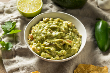 Homemade Organic Guacamole and Chips