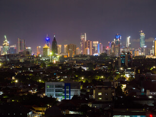 Fototapeta na wymiar Night panorama of the capital of Indonesia - Jakarta.