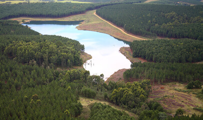 East London, Eastern Cape / South Africa - 02/24/2009: Aerial photo of a dam