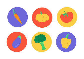 Colorful Healthy Vegetable Circle Icons Vector Collection