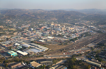 Nelspruit, Mpumalanga / South Africa - 07/16/2008: Aerial photo of Nelspruit CBD