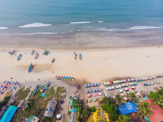 Beauty Arambol beach landscape, Goa state, India.