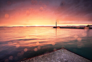 Colorful sunset over lake Balaton