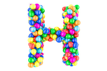 Letter H from colored balloons, 3D rendering