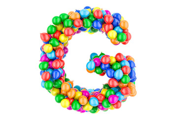Letter G from colored balloons, 3D rendering