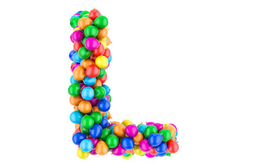 Letter L from colored balloons, 3D rendering