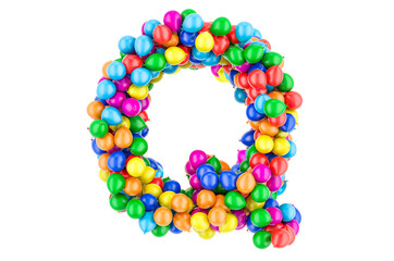 Letter Q from colored balloons, 3D rendering