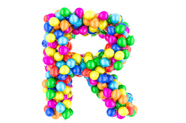 Letter R from colored balloons, 3D rendering