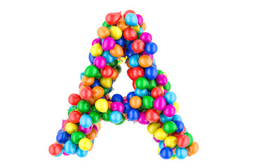Letter A from colored balloons, 3D rendering