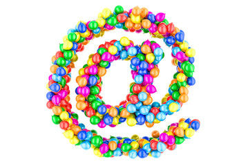 E-mail, at sign from colored balloons, 3D rendering