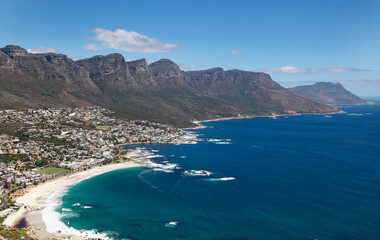 Fototapeta na wymiar Cape Town, Western Cape / South Africa - 02/08/2012: Aerial photo of Cape Town Western Seaboard and Camps Bay